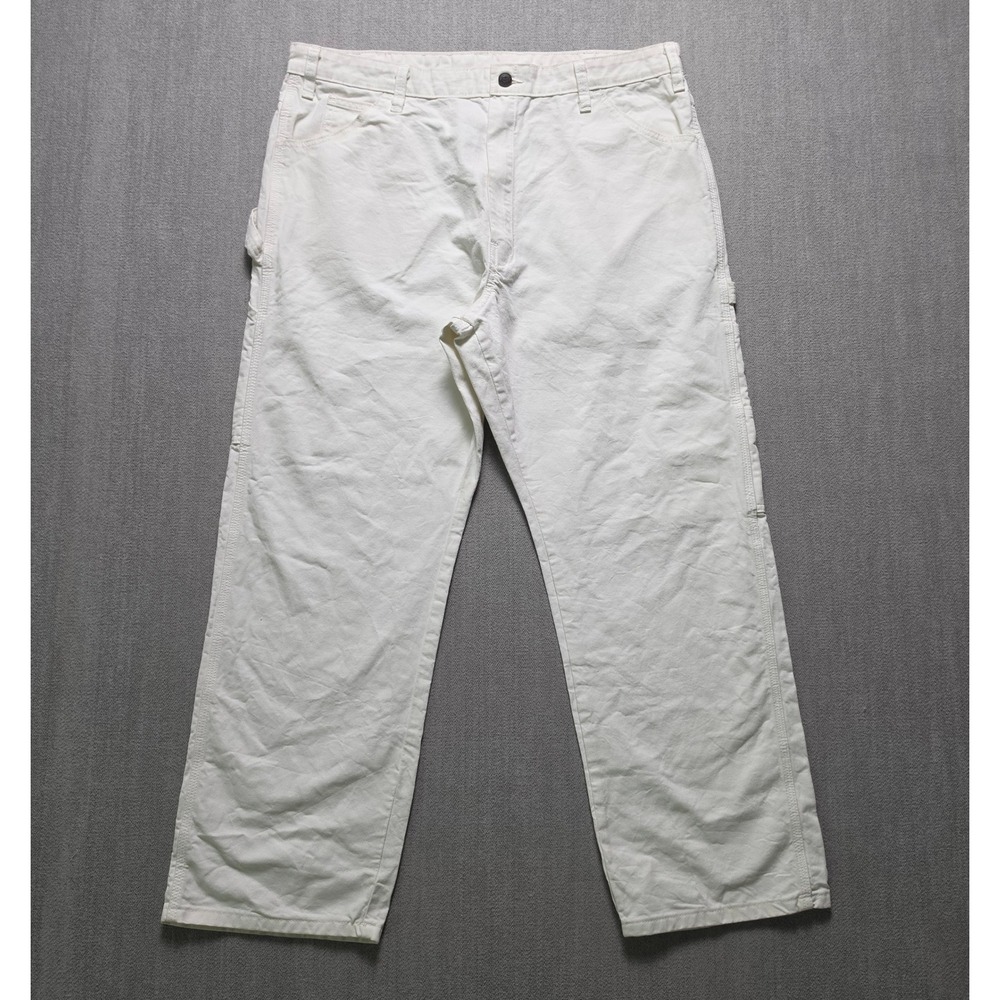 Dickies Carpenter Pants Men 38x30 White Cotton Utility Workwear